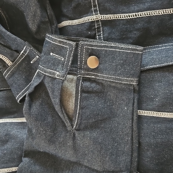 Men's Denim Jumpsuit with White Stitching - Picture 5 of 9